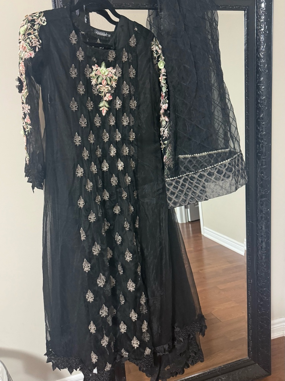Black Embroidered Women’s Kurta with Dupatta